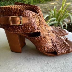 H by Halston Penelope Woven Leather Heeled Sandals